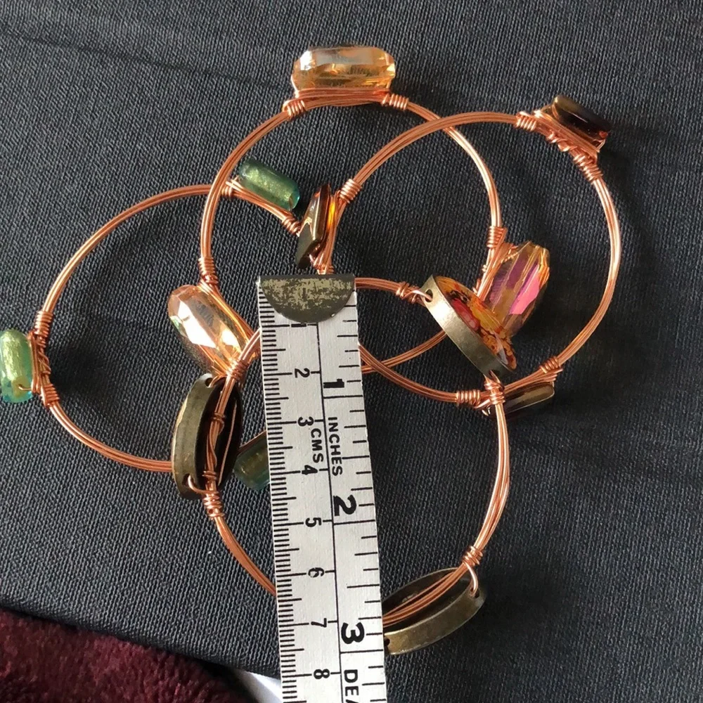 4 Handmade Copper wire stone bracelets Bourbon & Bowties